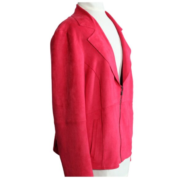 Conrad C SZ 12 Hot Pink Faux Suede Zip Up Women's Jacket - Picture 5 of 13
